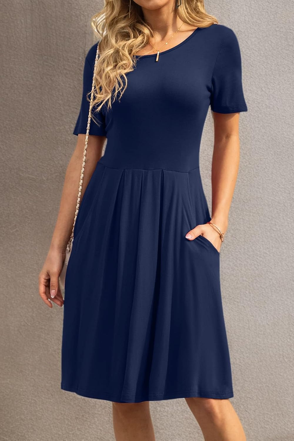 Women'S Casual Flowy Pleated Loose Dresses with Pockets