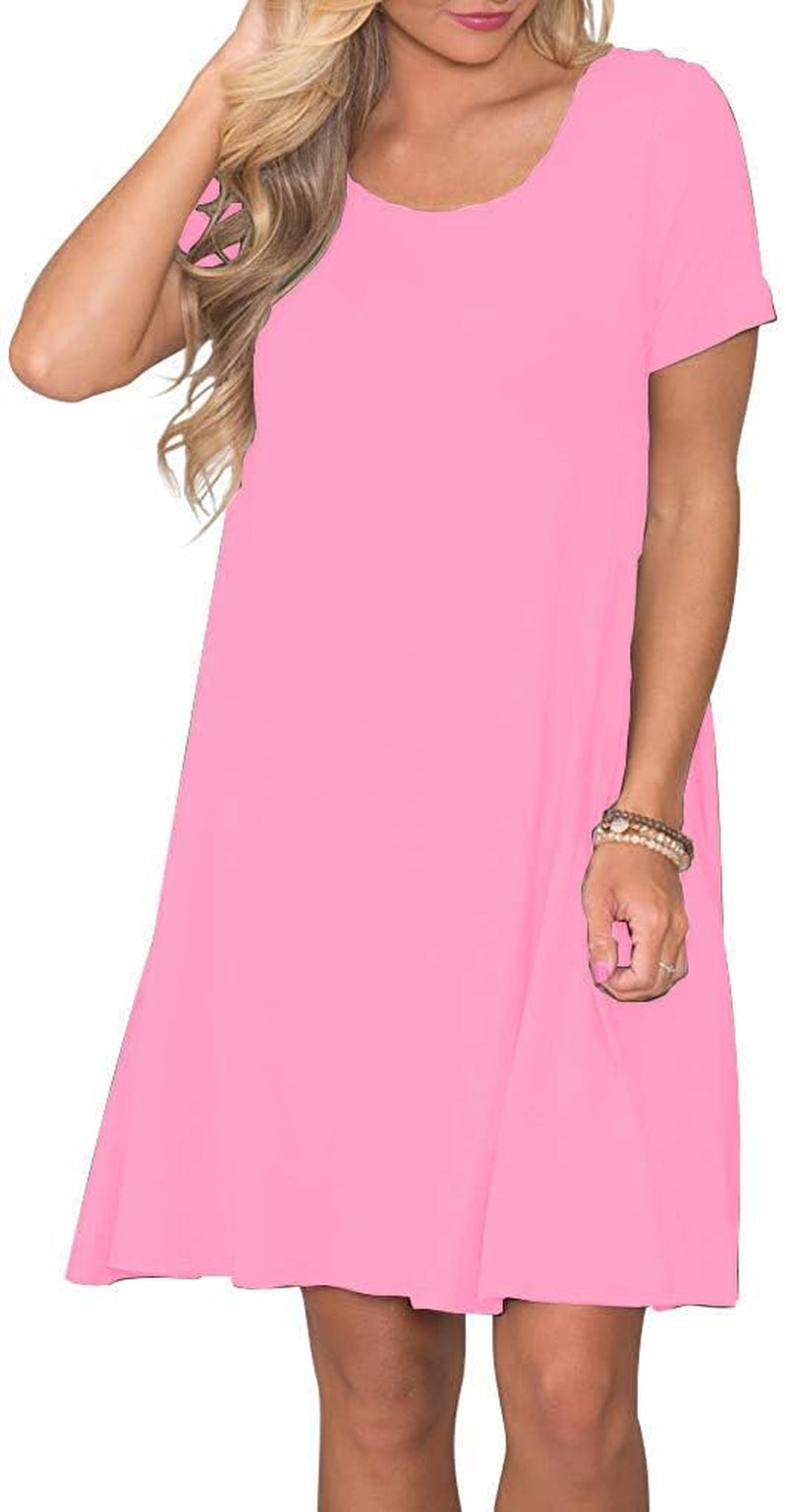 Women'S Summer Casual T Shirt Dresses Short Sleeve Swing Dress with Pockets