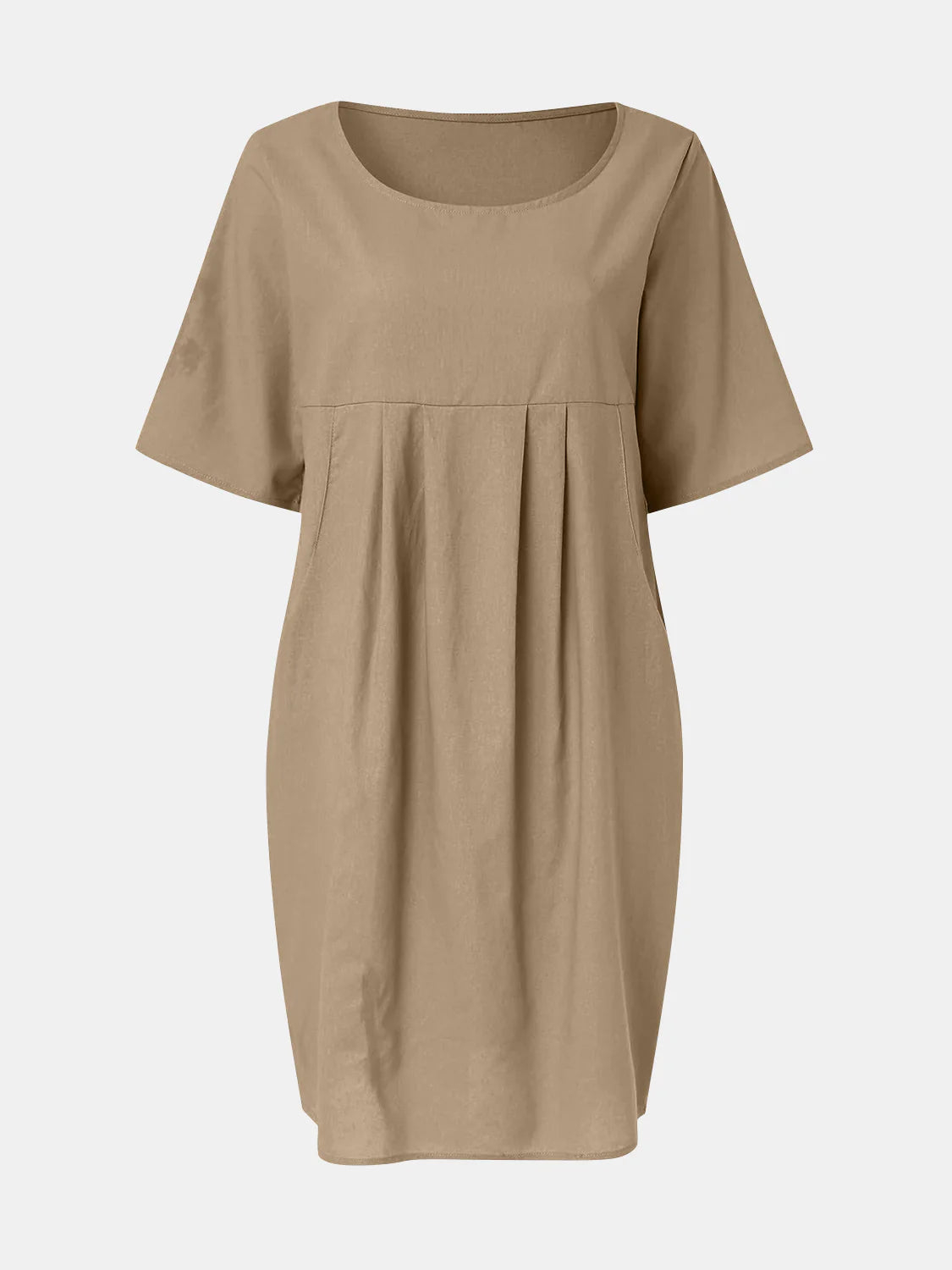 Full Size round Neck Half Sleeve Dress with Pockets