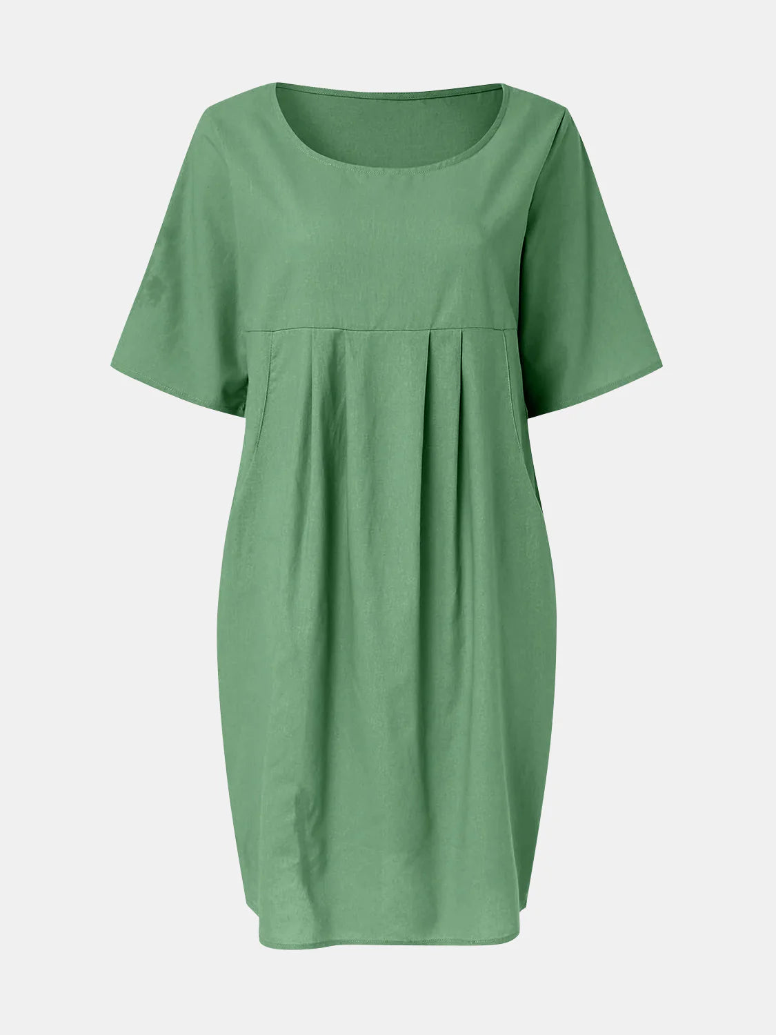 Full Size round Neck Half Sleeve Dress with Pockets