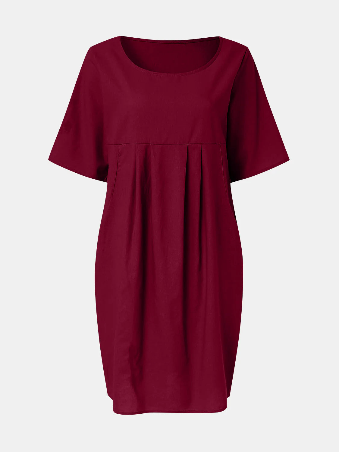 Full Size round Neck Half Sleeve Dress with Pockets