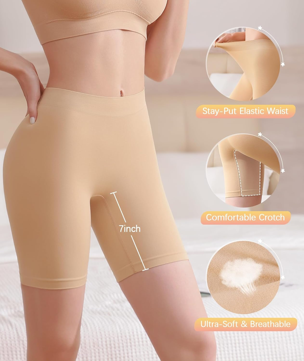 Slip Shorts for under Dresses Seamless Smooth Workout Yoga Bike Shorts for Women
